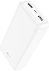  Külső akkumulátor, 20000mAh, két USB-A porttal, MicroUSB és USB-C tápegységgel, Ultra-Thin Design, HOCO J100A, Fehér