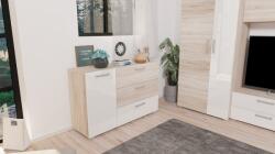 Kiss Zsolt Caprima komód 120 cm sonoma tölgy - magasfényű fehér