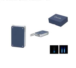 Caseti Dupla Jet láng + Soft Jetflame szivaröngyújtó, 8 mm szivarfúróval - Sötétkék matt / Króm (A-281125)