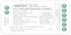 V-TAC SPIR3, 3-in-1 távirányítható LED szalag vezérlő SPI digitális LED szalaghoz (futófény) (egyszínű, RGB, RGBW) (39380)