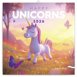 Realsystem Lemeznaptár REALSYSTEM 300x300mm Happy Unicorns 2026 (6097-HU) - robbitairodaszer