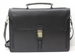 MaxModa Uniszex aktatáska: fekete bőr, 2 rekeszes (olasz termék) (1101988)