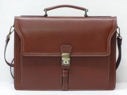 MaxModa Uniszex aktatáska: konyakbarna bőr, 2 rekeszes (olasz termék) (1101991)