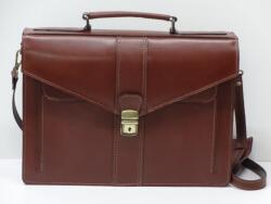 MaxModa Uniszex aktatáska: konyakbarna bőr, 2 rekeszes (olasz termék) (1103314)
