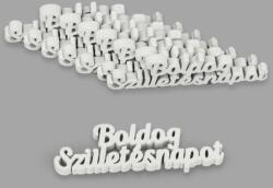  Natúr fa Boldog születésnapot felirat fehér 8db/csomag