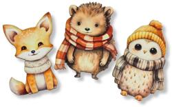  Nyomtatott dekorkarton - Rajzos őszi állatok ~7-8cm 3db/csomag - kosarbolt