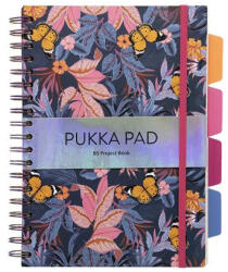 Pukka Pad Spirálfüzet, B5, vonalas, 100 lap, PUKKA PAD "Project Book Bloom", vegyes minta