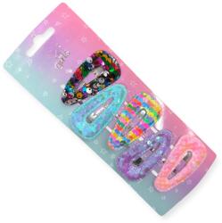  Gyermek hajcsat szett - színes flitteres fém hajcsatok, 5 db (1225881)