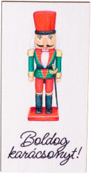 4db. "Boldog karácsonyt! " feliratos, diótörős fa táblácska, 4 x 10cm (GV10-01)