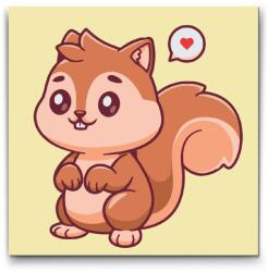 Festés számok szerint - Kis mókus Méret: 30x30cm, Keretezés: Műanyagtáblával