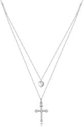 BeSpecial Colier argint dublu cu inimioara si cruciulita (CZT0021)