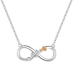 BeSpecial Colier argint Dragoste Infinita, cu Infitit si Trandafir auriu (CST0028)