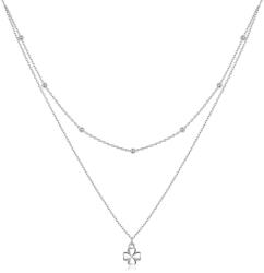 BeSpecial Colier argint dublu cu trifoi cu 4 foi (CZT0051)