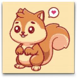  Gyémántszemes kirakó - Kis mókus Méret: 50x50cm, Keretezés: Keret nélkül (csak a vászon), Gyémántok: Kerek