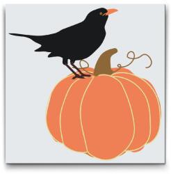  Festés számok szerint - Holló a tökön Méret: 50x50cm, Keretezés: Kartonlemezen
