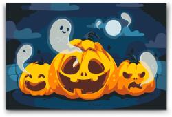  Festés számok szerint - Tökök és szellemek Méret: 20x30cm, Keretezés: Kartonlemezen
