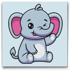  Festés számok szerint - Kis elefánt Méret: 30x30cm, Keretezés: Kartonlemezen