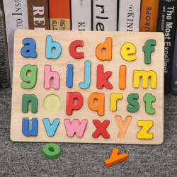 PUZZLE ALFABET LITERE MICI DE TIPAR din lemn in relief (101096)