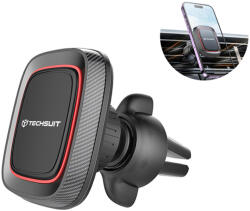 Techsuit Autós tartó Techsuit MagGrip (S4) - Biztonságos mágneses tartás légkondicionáló rácshoz, 360°-os forgatás, fémlemezekkel - Fekete/Piros