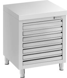 Royal Catering Rozsdamentes acél munkaszekrény - 70 x 50 cm - 185 kg - 7 fiók pizzabálákhoz - Royal Catering (RCCD-7W)