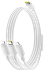 Baseus Data Cable Silky - Gyors töltés, Type-C to Micro-USB, Lightning, USB-C, 100W, 1.5m - Holdfehér
