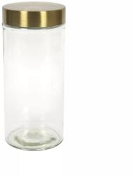 Gastro Üveg tárolódoboz arany fedéllel, űrtartalom: 1, 2 liter, magasság: 220 mm, átmérő: 100 mm