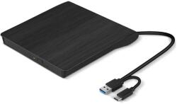 C-TECH Slim Portable CD/DVD writer USB/Type C fekete (DVD-USB-AC)