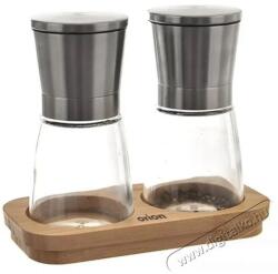  Orion Fűszerőrlő, üveg/rozsdamentes acél + bambusz tálca, 13, 6 cm magas, 2 db