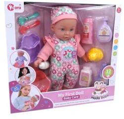 Man Yuk Toys Interaktív játékbaba overálban, kiegészítőkkel - 35 cm