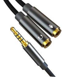 XO Аудио адаптер 3, 5 mm - 3, 5 mm XO Design NB-R197, TRRS мъжки - 2 x TRRS женски, Черен (NB-R197)