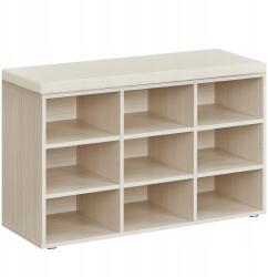 VASAGLE Cipősszekrény, 9 polc, krémszínű, ülőfelülettel, 78.5cm széles (LHS009K01)