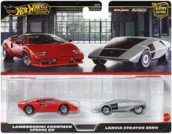 Mattel Hot Wheels Deluxe kisautó 2db-os csomag Lamborghini Countach LP5000 QV és Lancia Stratos Zero - Matt (HBL96/JBL02)