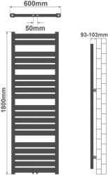Aquamarin Fürdőszoba radiátor 180 x 60 cm fehér (BDHZKR011800x600wsm)