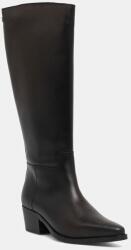 Tommy Hilfiger bőr csizma TH COWBOY LEATHER LONG BOOT fekete, magassarkú, FW0FW09157 - fekete Női 40