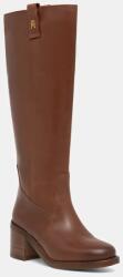 Tommy Hilfiger bőr csizma RIDING LTHR LONG BOOT BLOCK HEEL barna, magassarkú, FW0FW08777 - barna Női 37