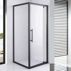 STUXI Torino Black 70x70 szögletes nyílóajtós zuhanykabin 6 mm vízlepergető biztonsági üveggel, fekete elemekkel, 200 cm magas (TL-6308B-70-TL6301B-70)