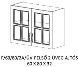 FN Orsi konyha felső - 60/80 cm 2 ajtós üveges elem