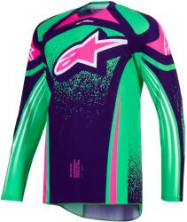 Alpinestars Tricou motocross Alpinestars Techstar Nomur violet închis-verde-roz fluo (AIM170-0334)