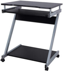 VASAGLE Mobil Számítógépasztal Z-alakú Fekete Görgős Kihúzható Billentyűzettartóval (EUZ-LCD811BV2)