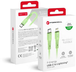 Forcell F-Energy USB C - Lightning kábel PD 3A 27W Szilikon 1 m C346 zöld