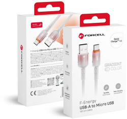 Forcell F-Energy QC3.0 USB A - Micro USB kábel 2.4A 18W színátmenet 1m C351 fehér