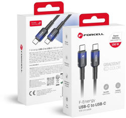Forcell F-Energy USB C - USB C kábel QC4.0 PD 5A 100W Gradient 1 m C357 fekete