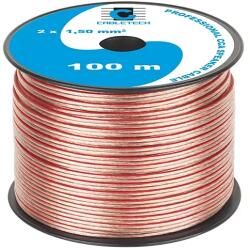 Cabletech Hangfal kábel méterre transzparens réz-alumínium CCA 2x1, 5mm2 ár/méter (KAB0358)