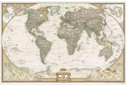 National Geographic Világtérkép, Világ országai falitérkép, antik színű poszter - mai állapot Föld országai falitérkép National Geographic 88 x 58cm