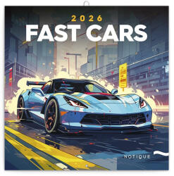 REALSYSTEM Lemeznaptár REALSYSTEM 300x300mm Fast cars 2026 (6097-FC) - papir-bolt
