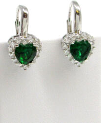 Silver ÉKES SZÍV ezüst fülbevaló (emerald zöld) (2023112303)
