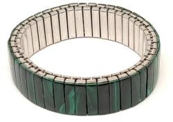 R. M. ékszer Malachit mozaik rugalmas fém karkötő 15-16mm (060092)