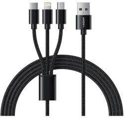 VEGER V303 3in1 Type-C-Lightning-Micro USB 1.5m Fekete Adatkábel