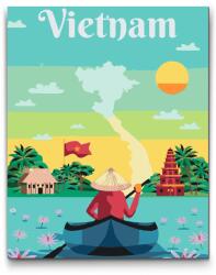  Festés számok szerint - Vietnám Méret: 30x40cm, Keretezés: Műanyagtáblával