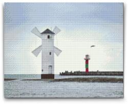  Gyémántszemes kirakó - Świnoujście világítótorony - Lengyelország Méret: 30x40cm, Keretezés: Műanyagtáblával, Gyémántok: Kerek